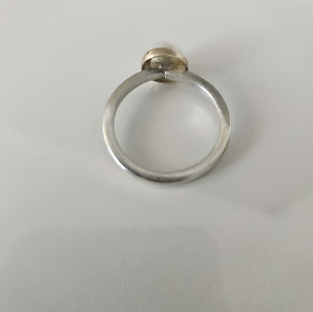 14k Gold and Sterling Pearl Silver Ring - Picture 9 of 11